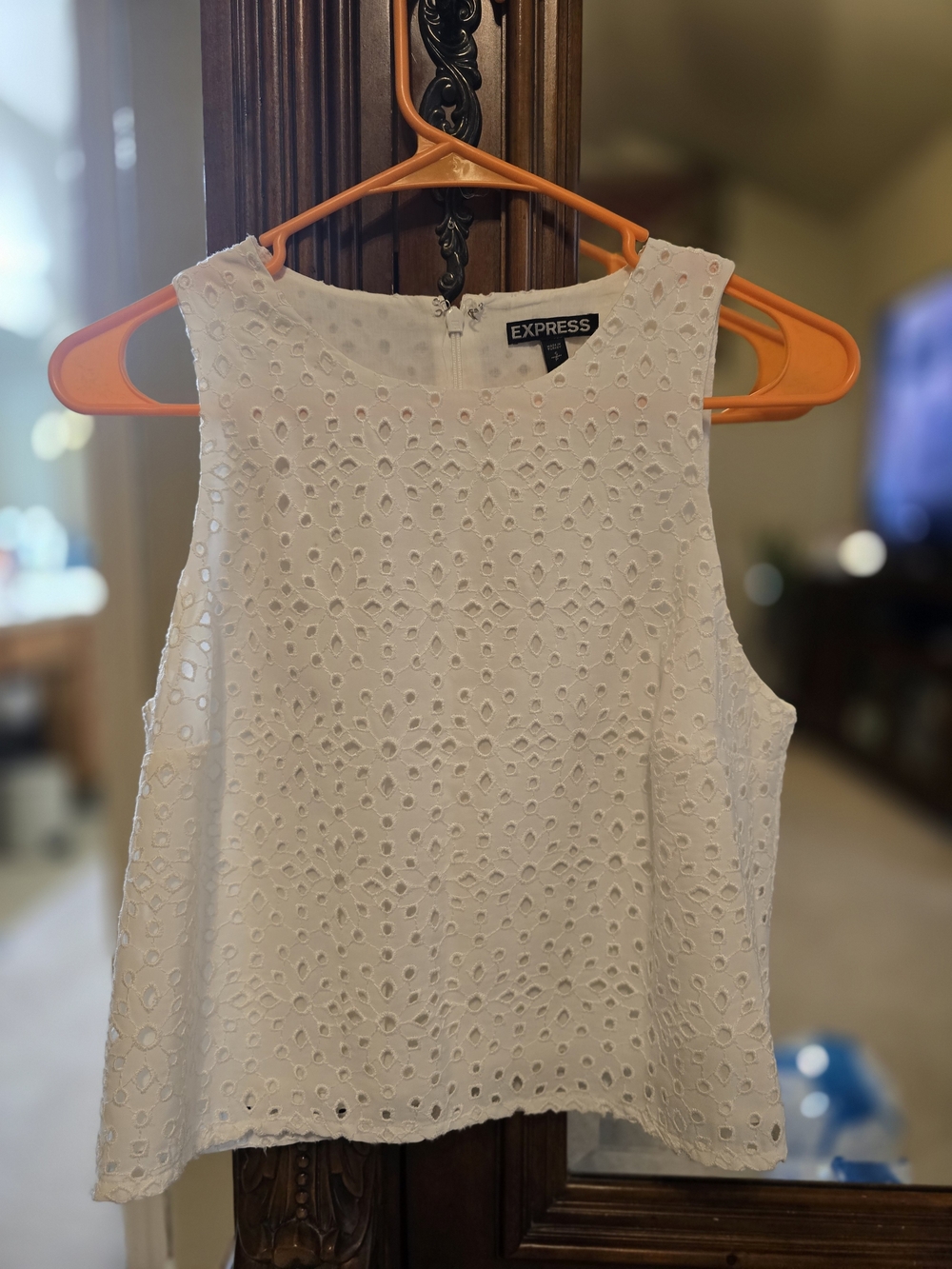 Express White Eyelet Sleeveless Top